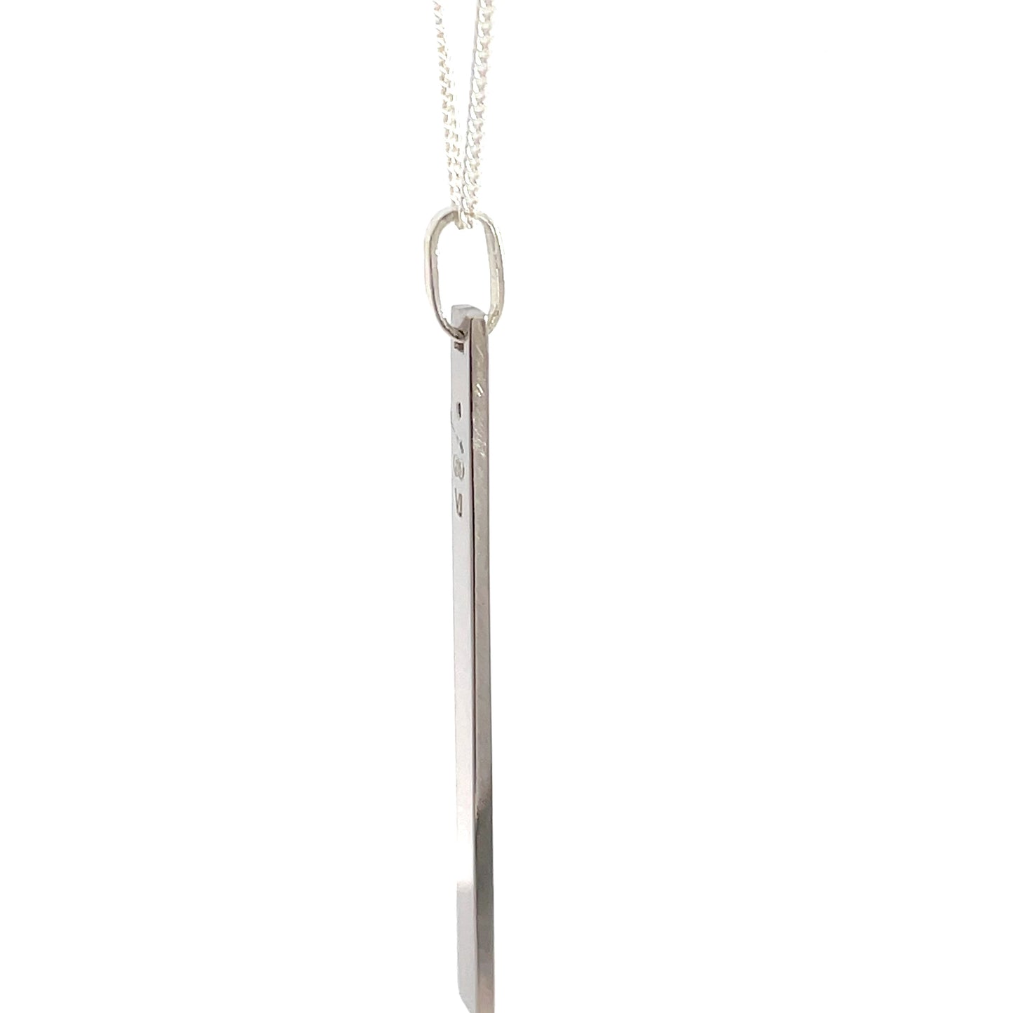 9ct White Gold Diamond Drop Bar Pendant and SS Chain