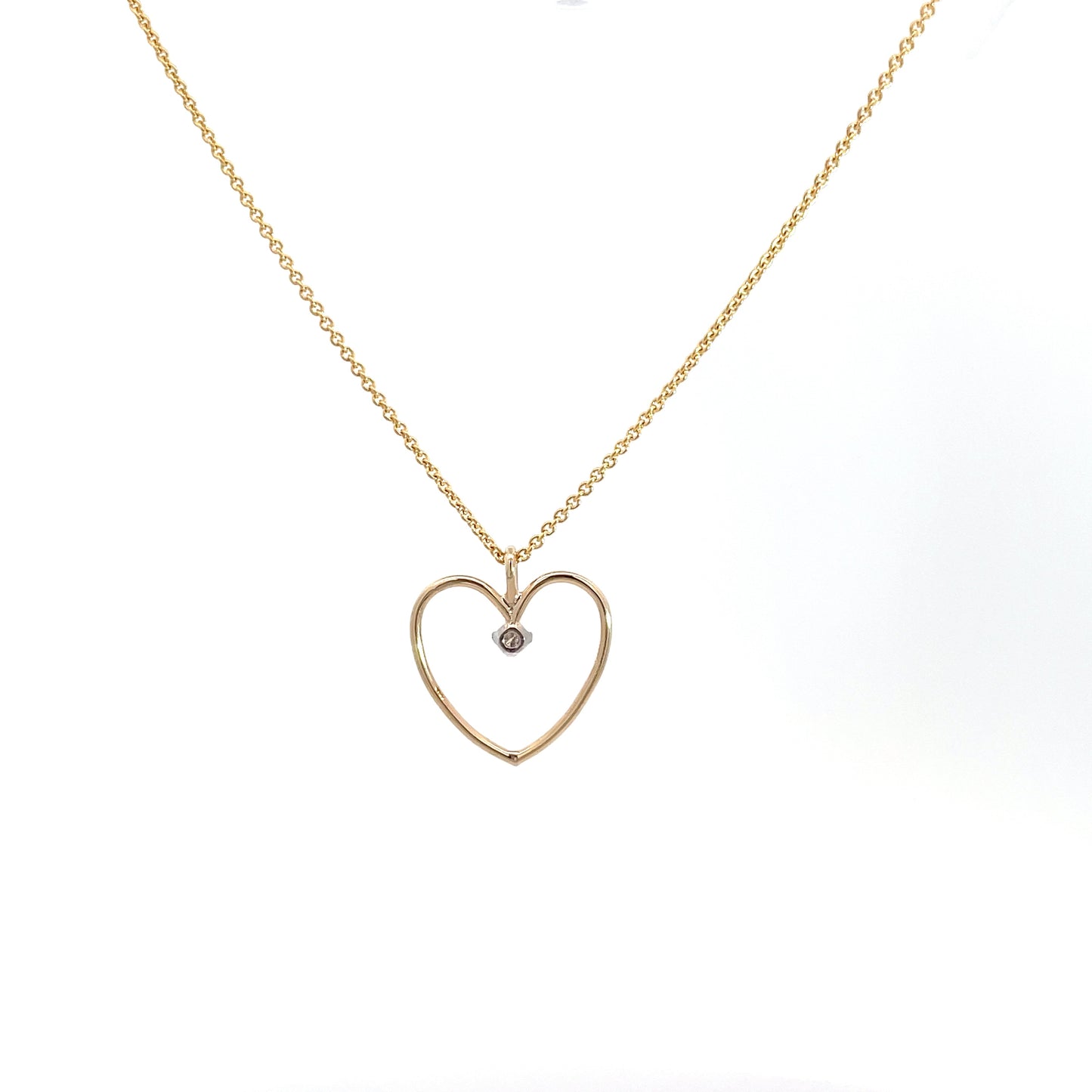 9ct Yellow Gold Diamond Heart Pendant