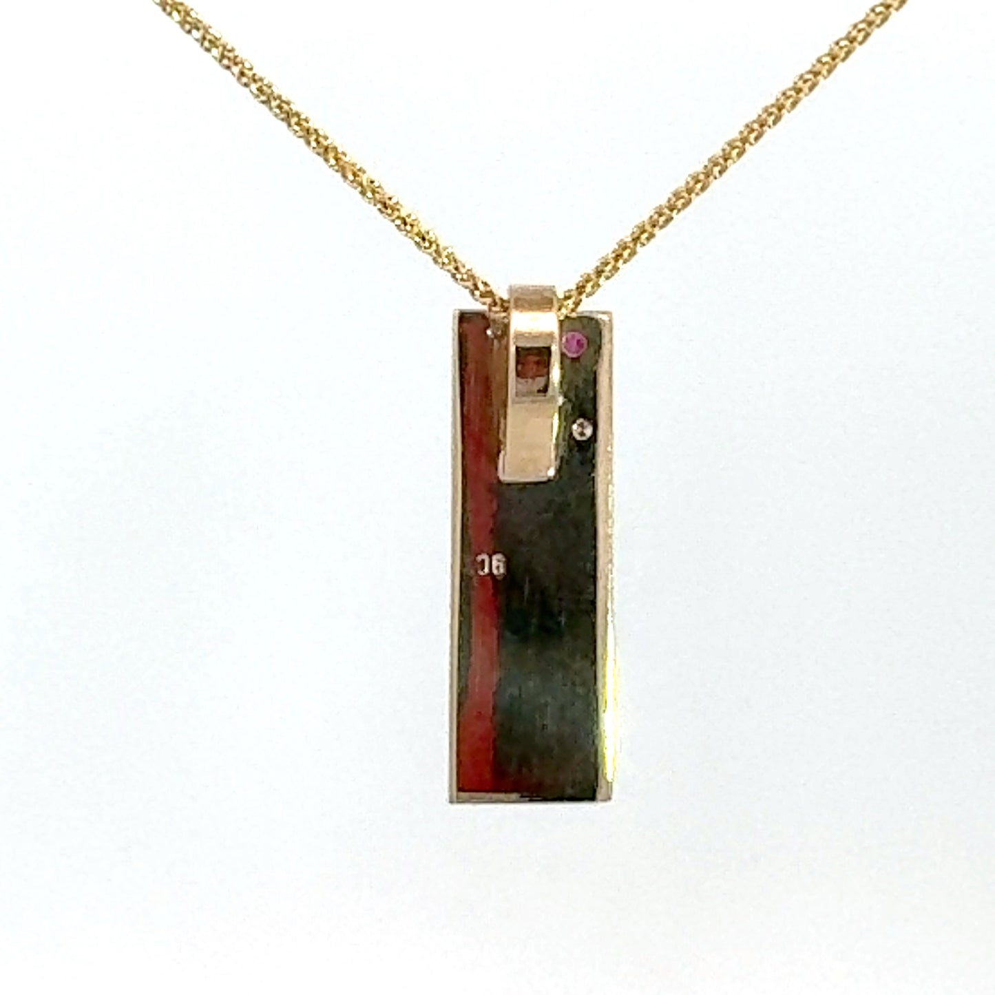 9ct Yellow Gold Ruby and Diamond Pendant
