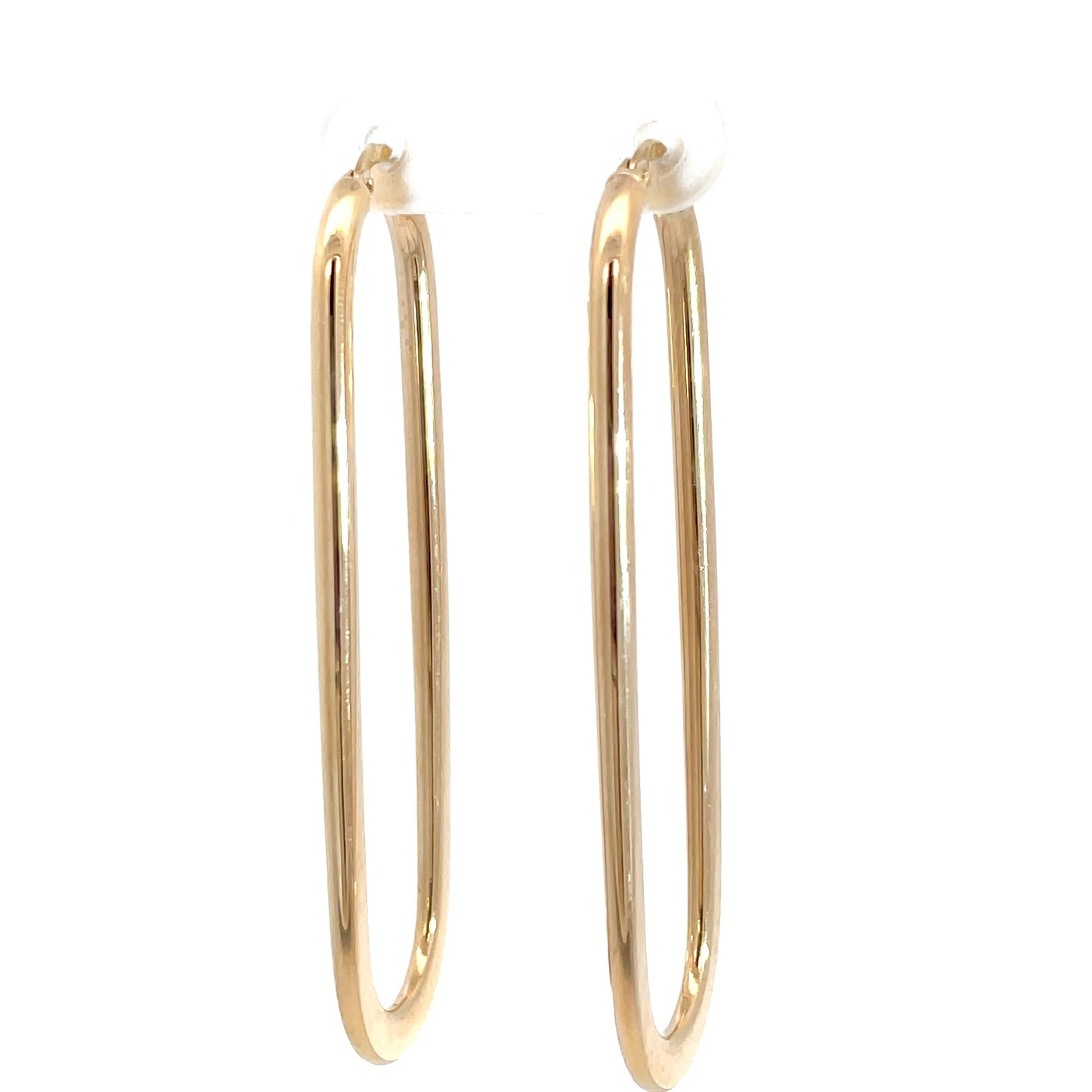 9ct Yellow Gold Long Oblong Hoops