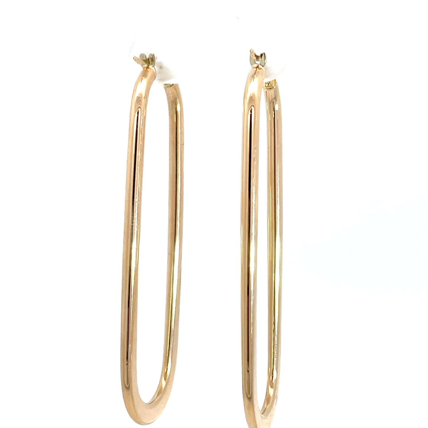9ct Yellow Gold Long Oblong Hoops