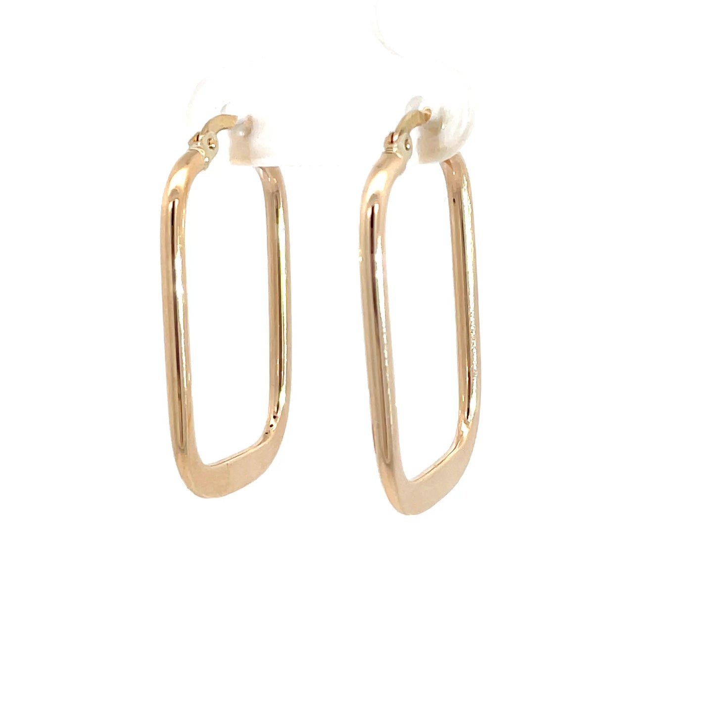 9ct Yellow Gold Oblong Flat Tube Hoops