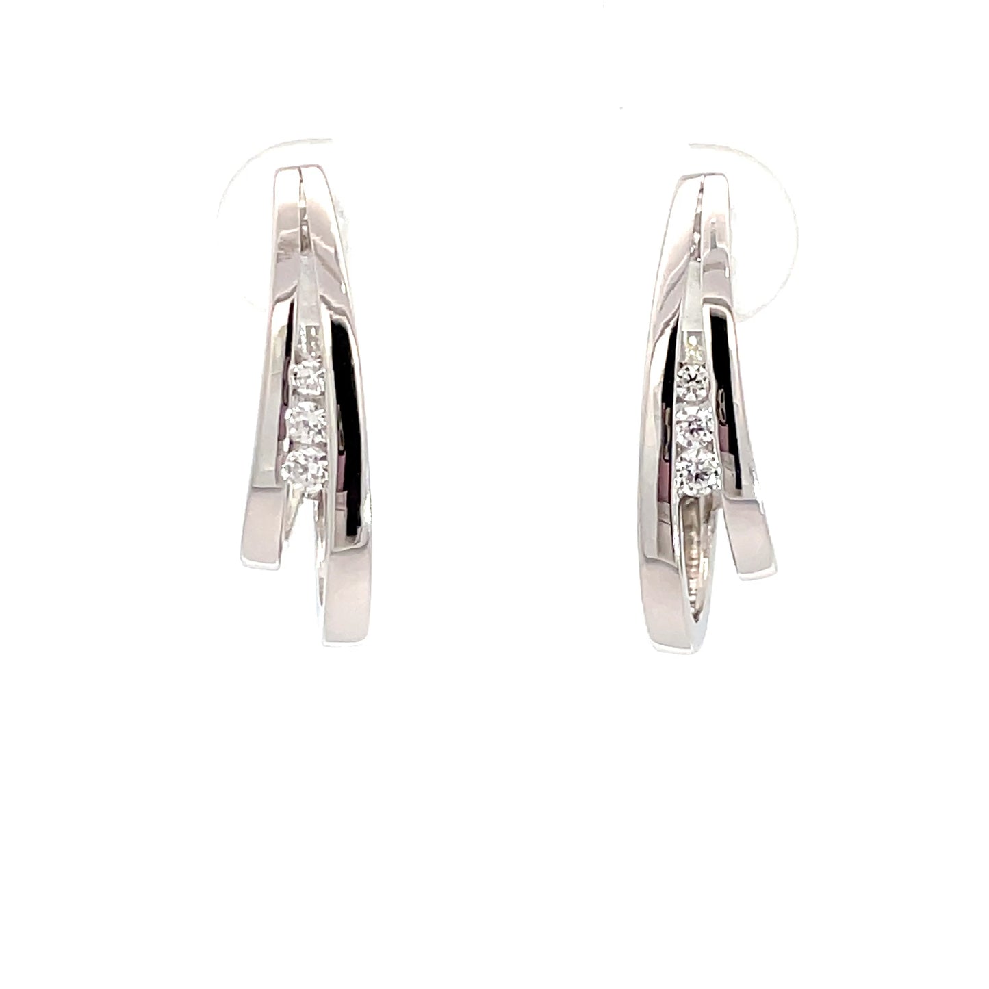 Sterling Silver Double U Shape CZ Huggies