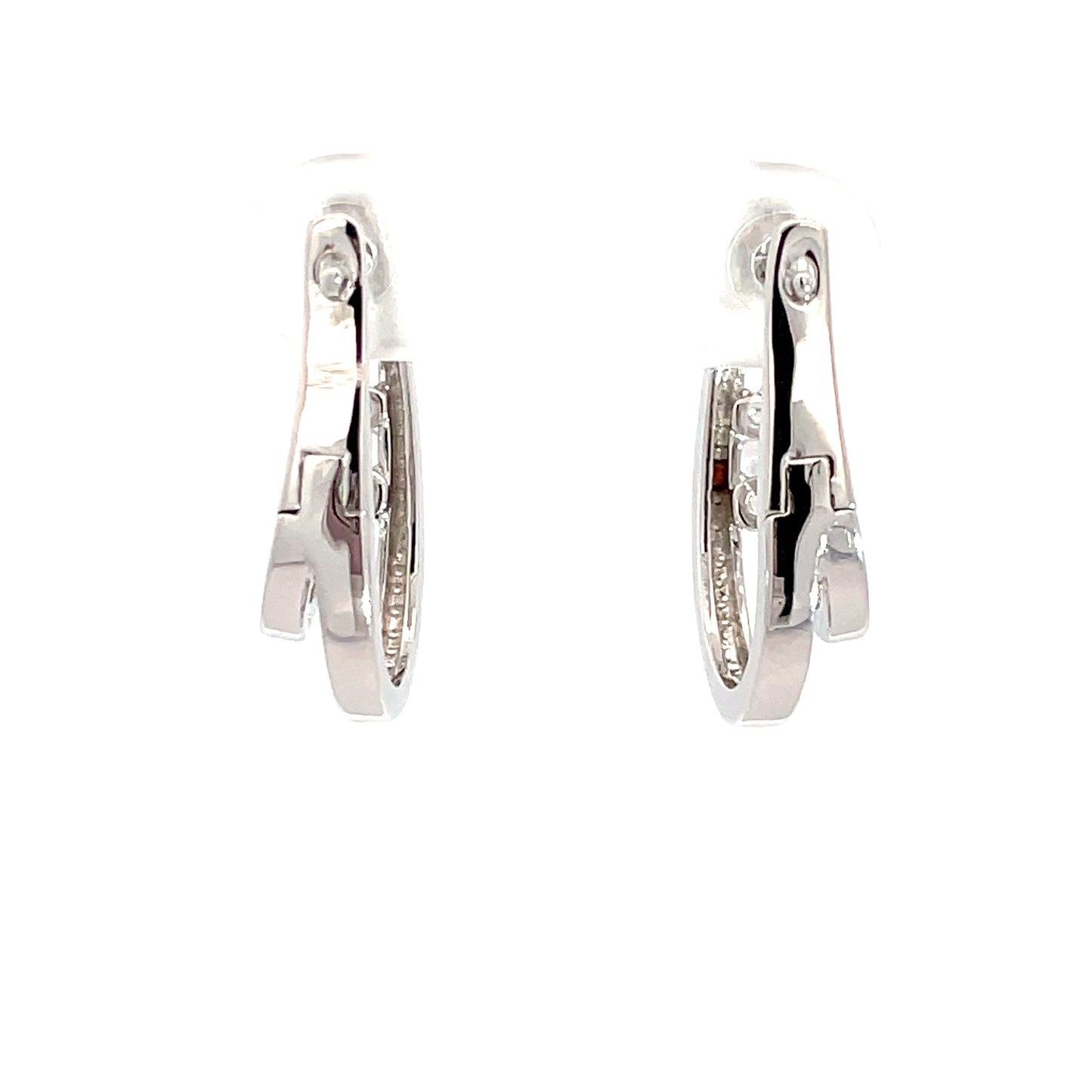 Sterling Silver Double U Shape CZ Huggies