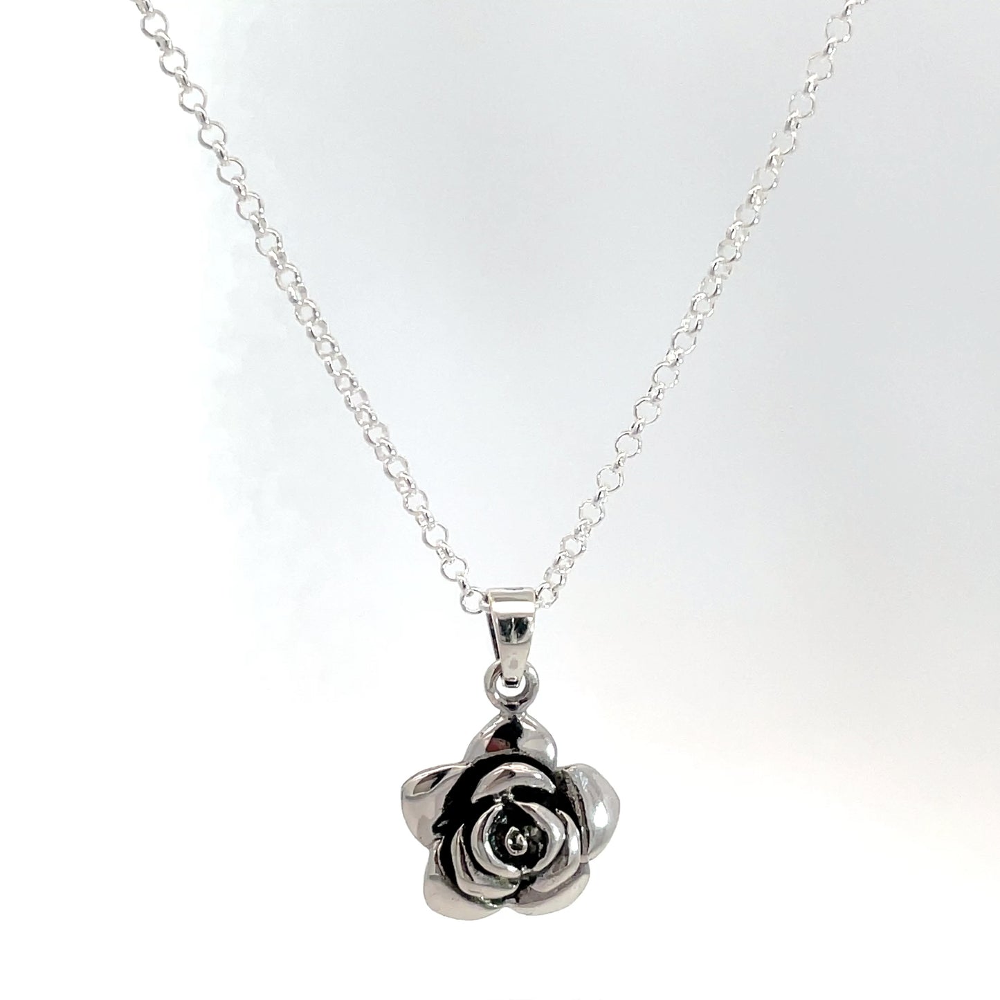 Sterling Silver Rose Pendant and Chain