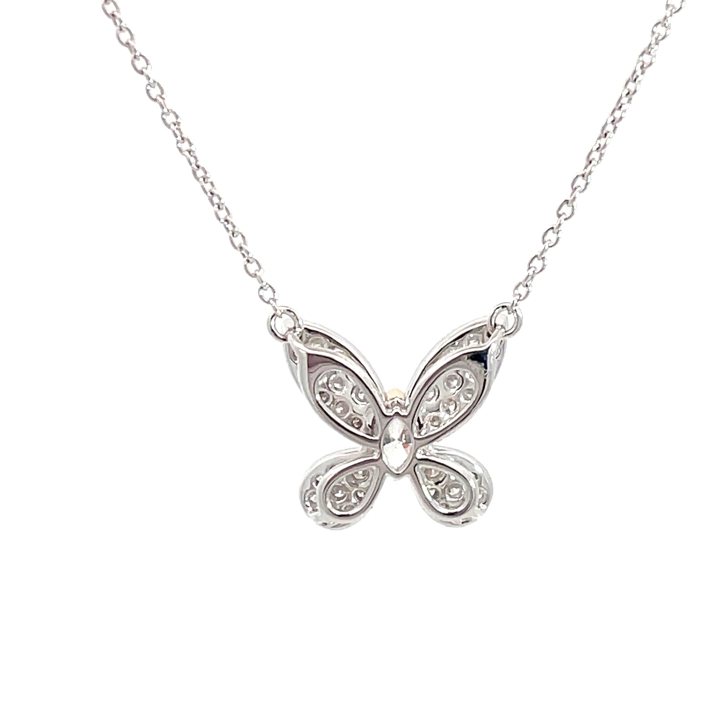 18ct White Gold Diamond Butterfly Necklace