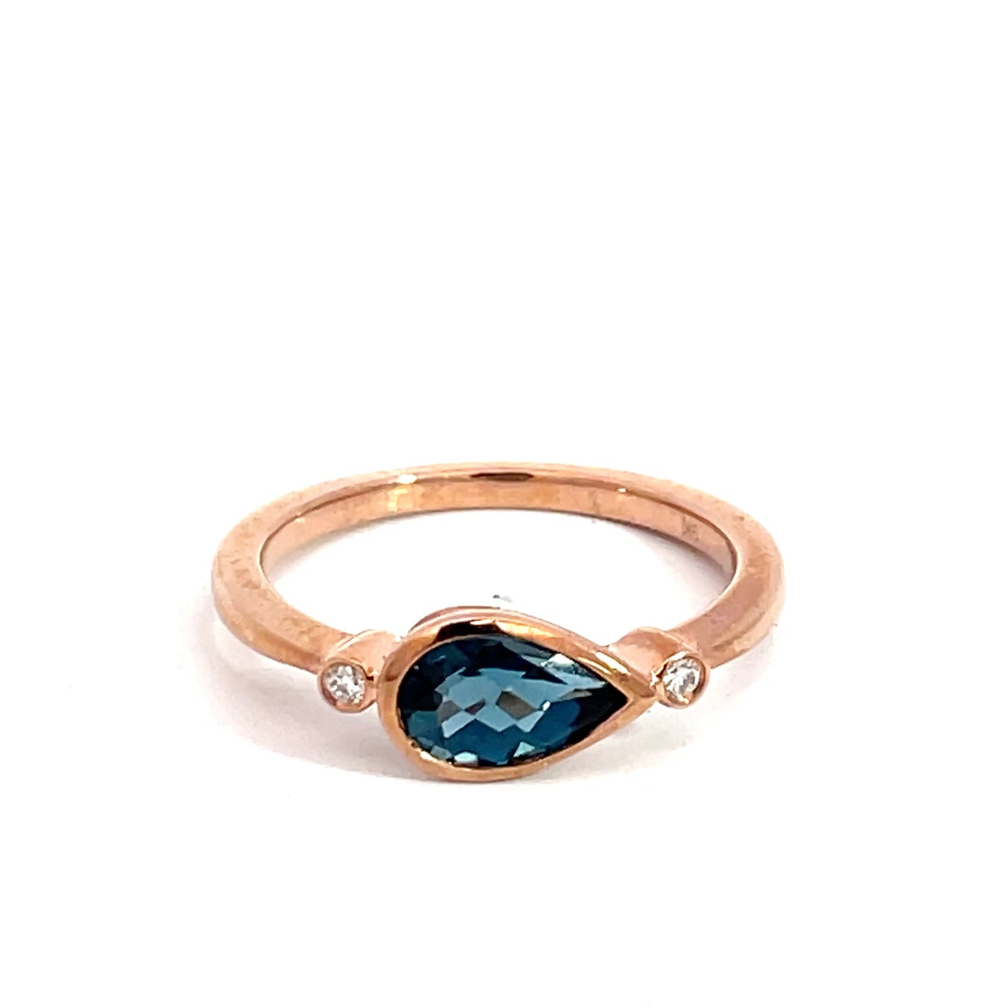 9ct Rose Gold London Blue Topaz and Diamond Ring