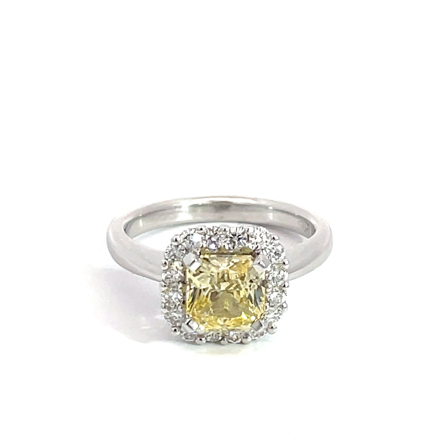 Platinum Yellow Sapphire and Diamond Ring