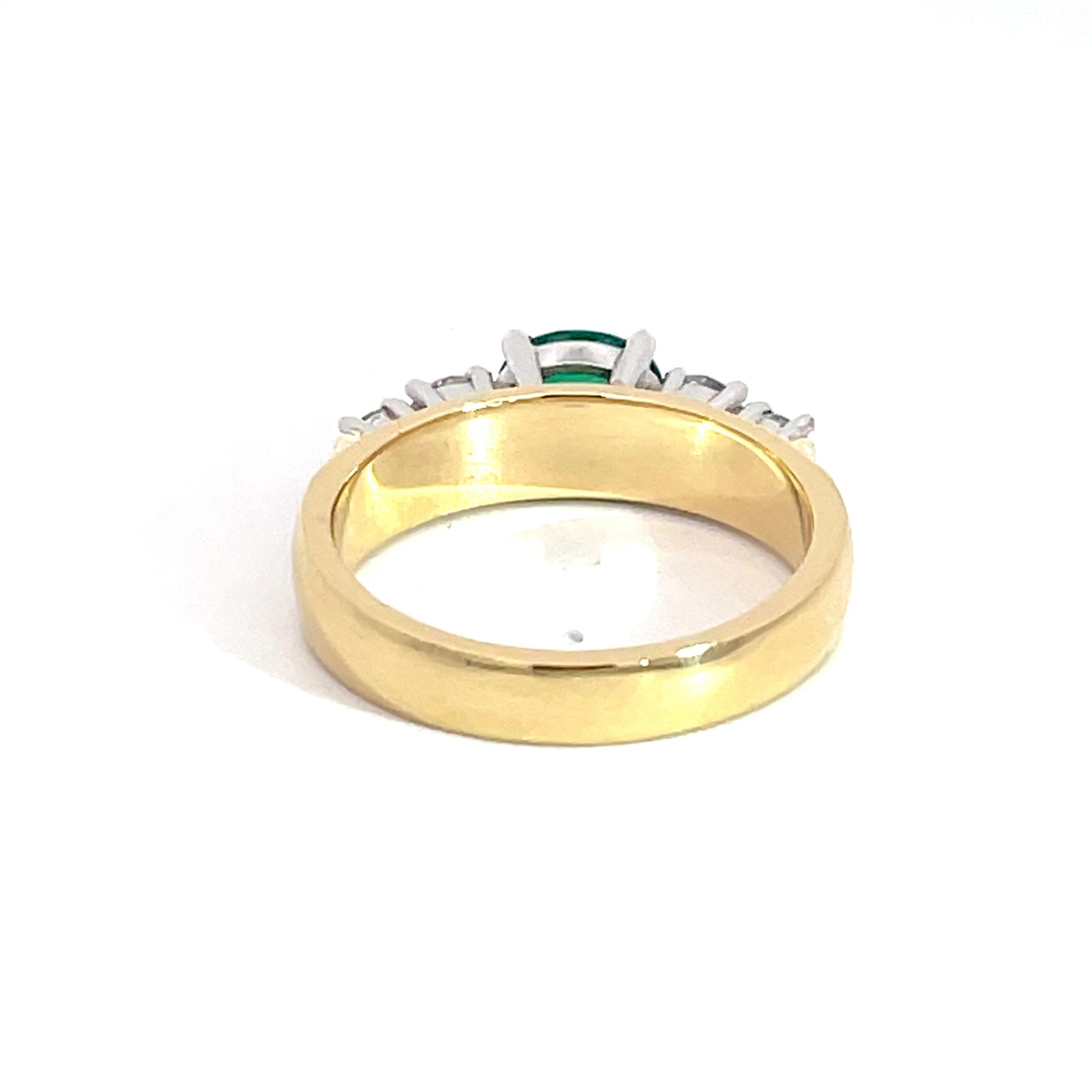 18ct Yellow and White Gold Emerald and Diamond Ring