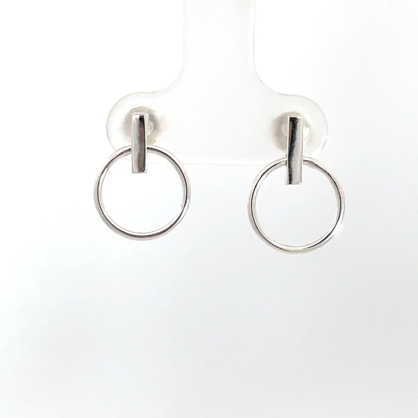 Sterling Silver Bar Ring Drop Studs