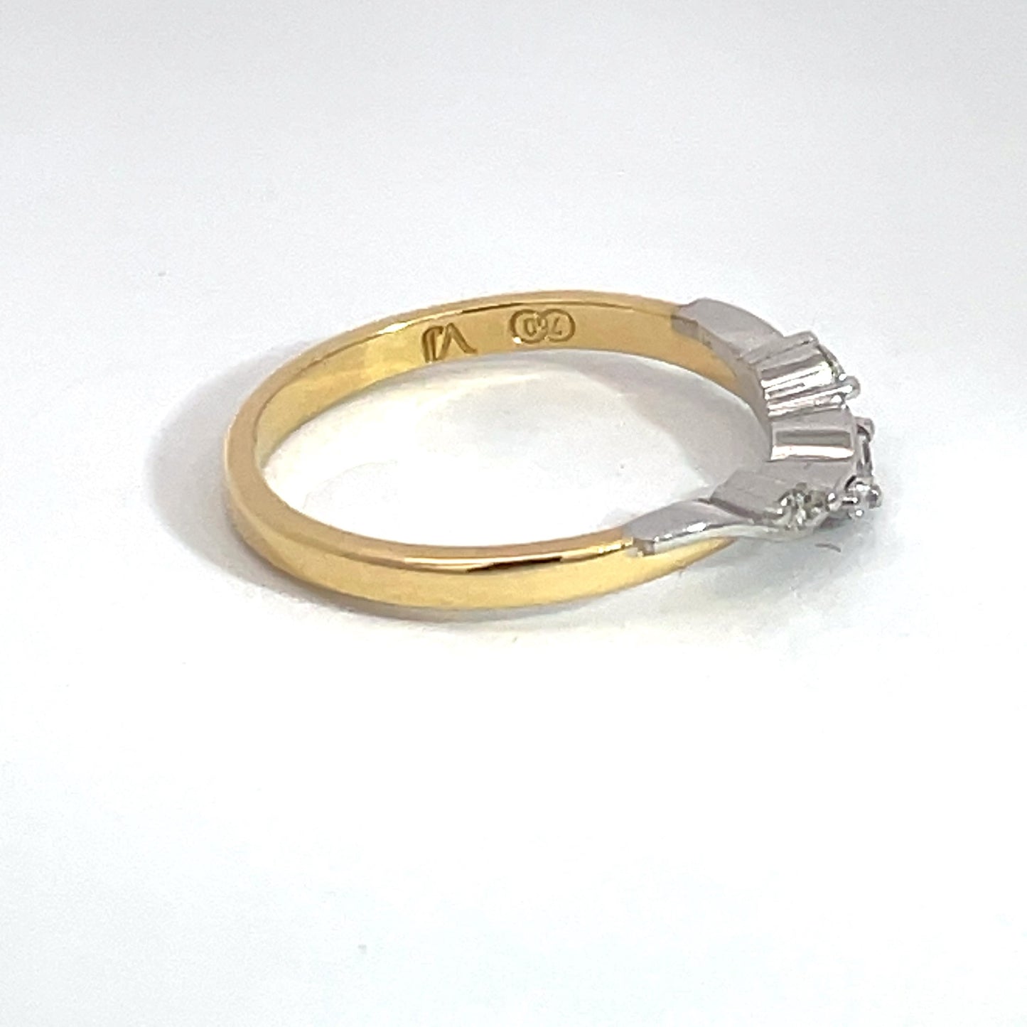 18ct Yellow and White Gold Diamond Curve Band