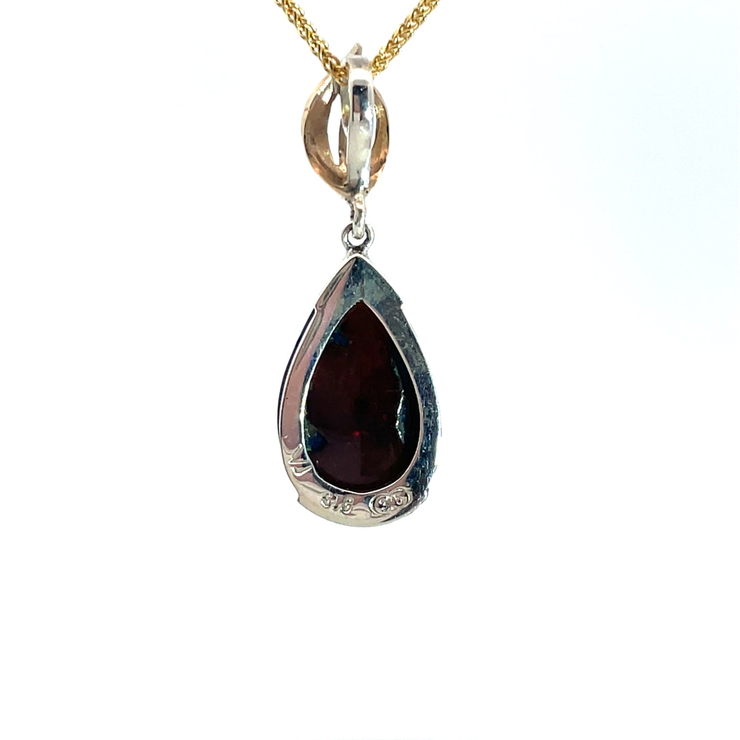 9ct Yellow Gold and Sterling Silver Black Opal Pendant