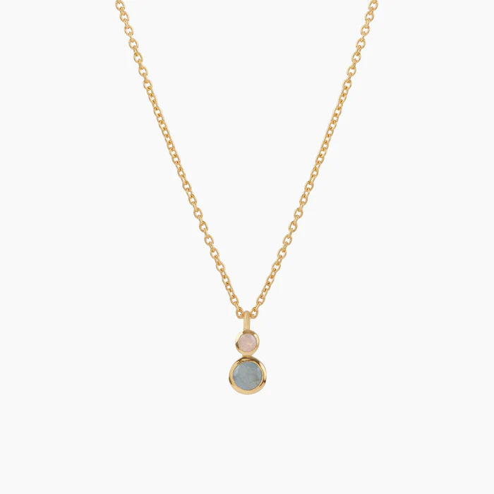 18ct Gold Plated Antique Brass Moonstone and Aqua