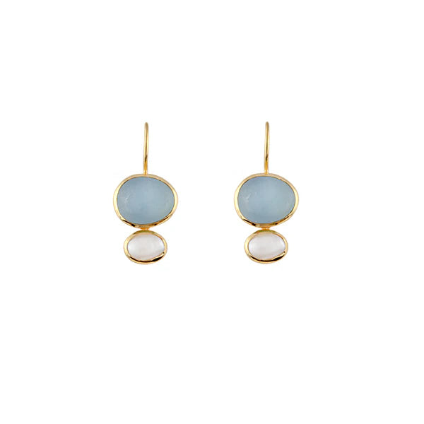 18ct GP Silver/ Brass Aqua Pearl Earrings