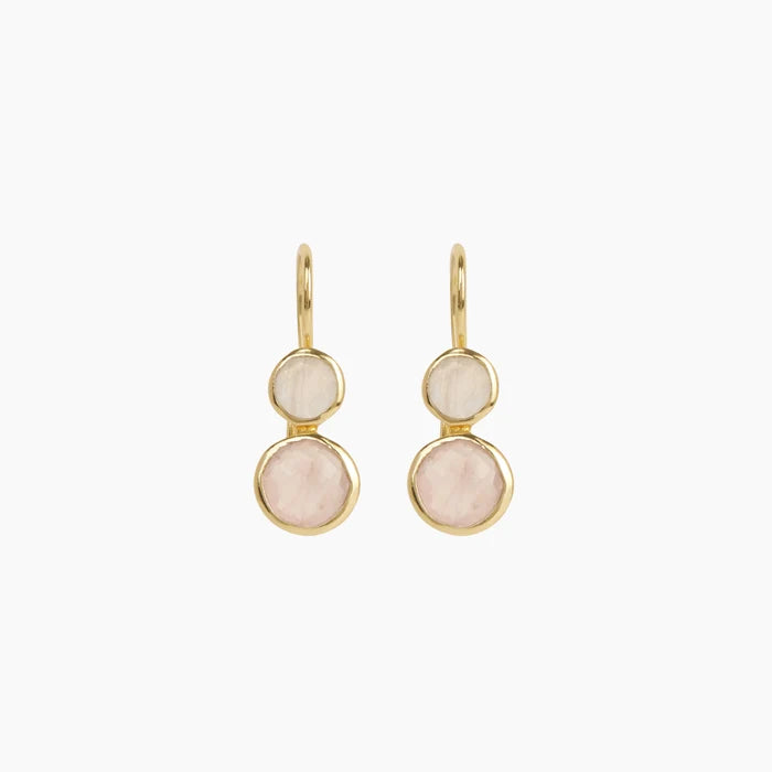 18ct GP SS/Brass Rose Quartz Moonstone Earrings