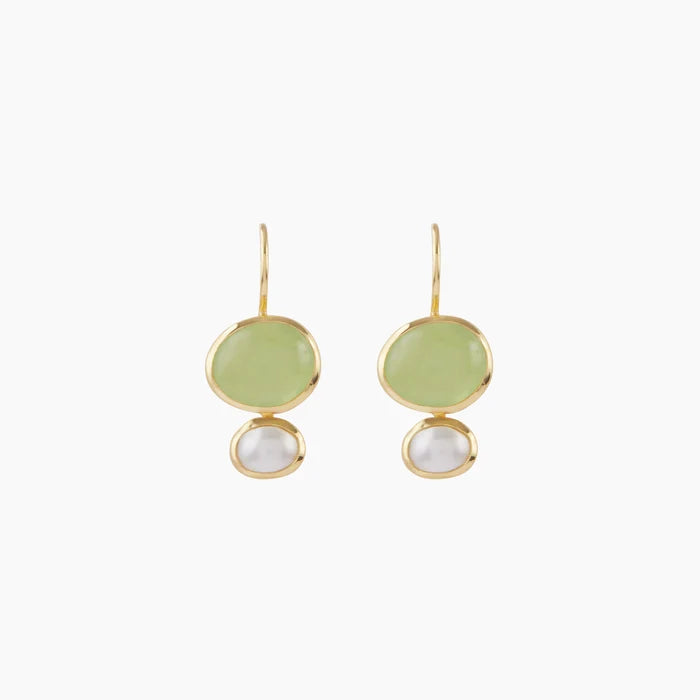 Sterling Silver Prehnite Pearl Earrings