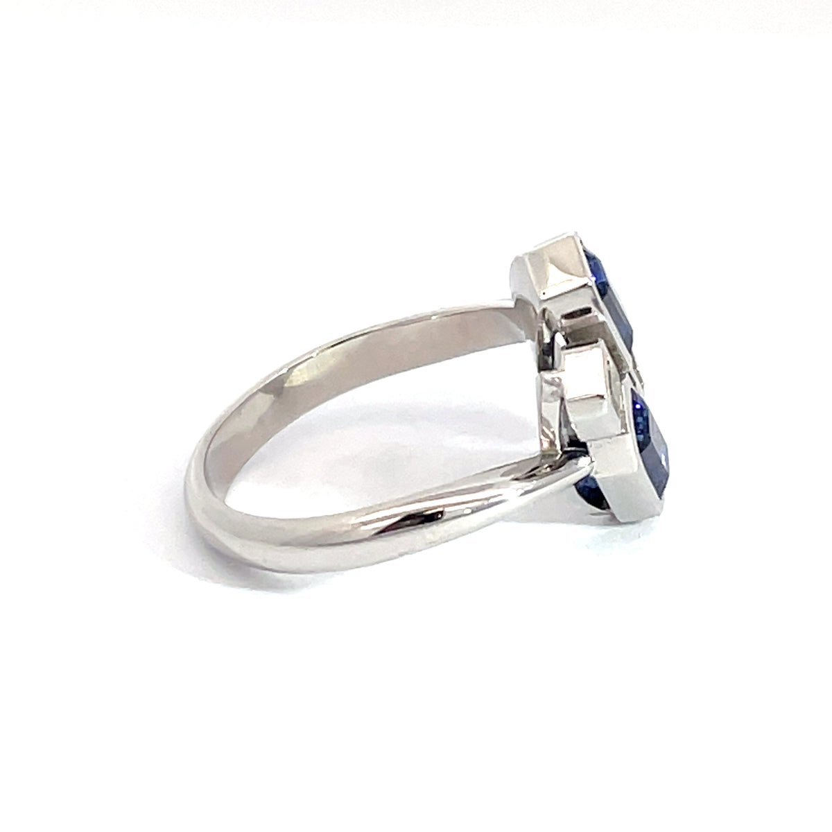Two Boats 18ct White Gold Sapphire and Diamond Ring