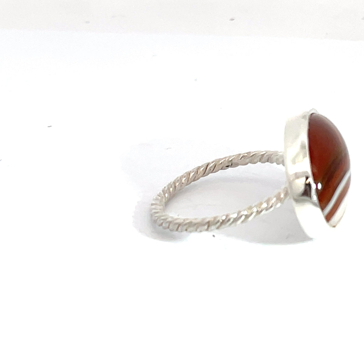 Sterling Silver Banded Agate Brown Ring