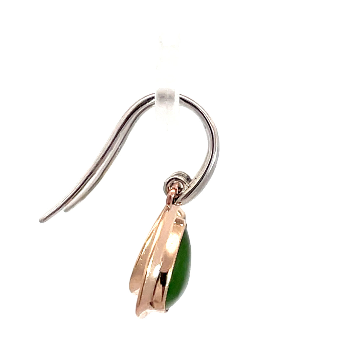 9ct Rose Gold and Sterling Silver Greenstone Drop Earrings