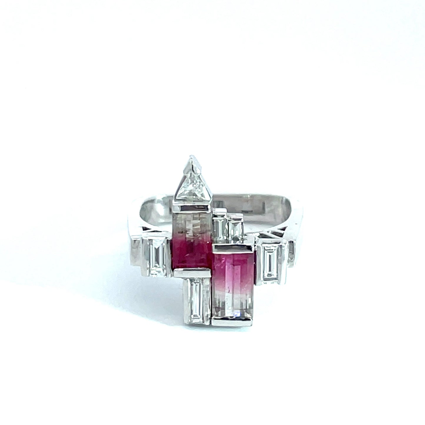 18ct White Gold Pink Tourmaline and Diamond Ring