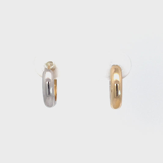 9ct Yellow and White Gold Huggie Earrings