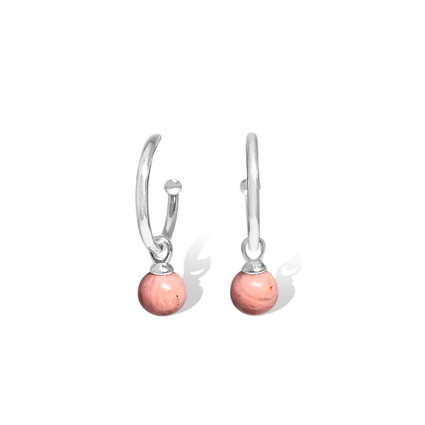 Sterling Silver Rhodochrosite Hoop Earrings