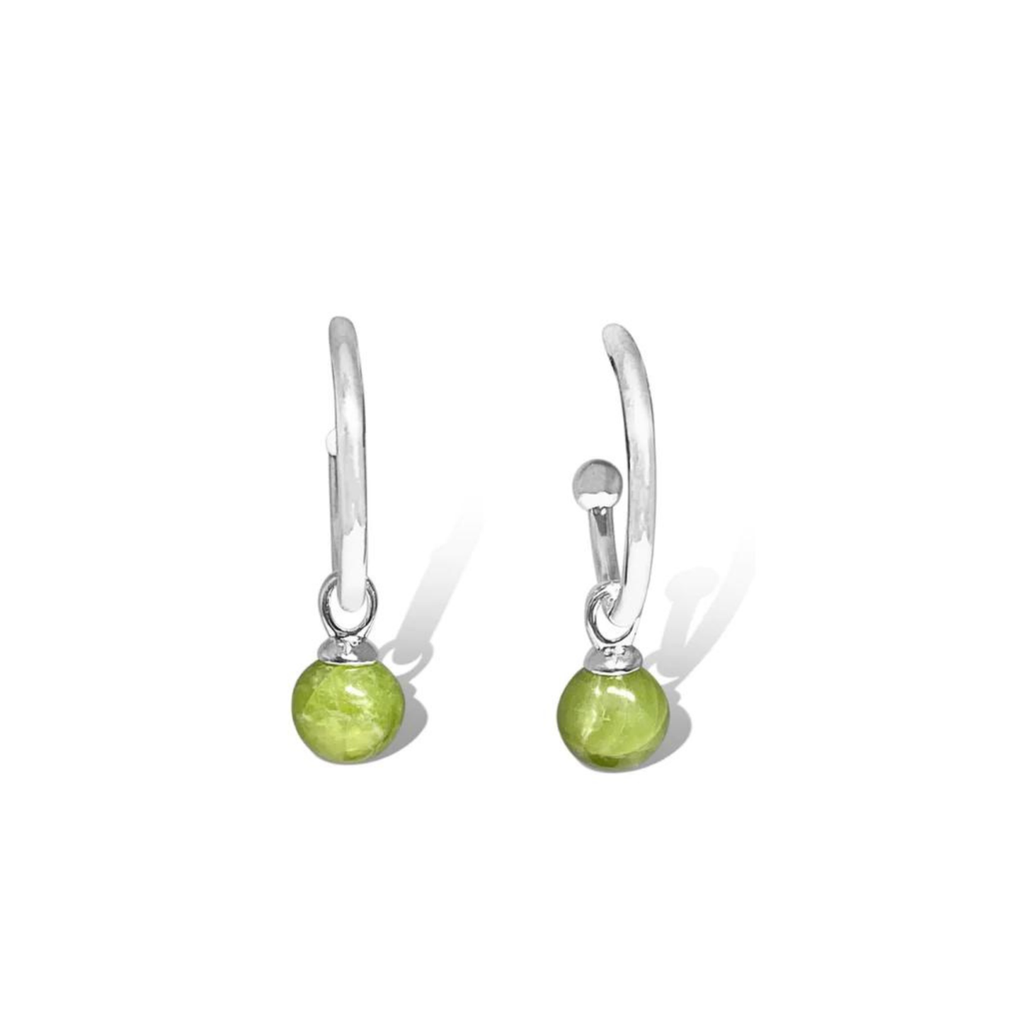Sterling Silver Peridot Hoop Earrings