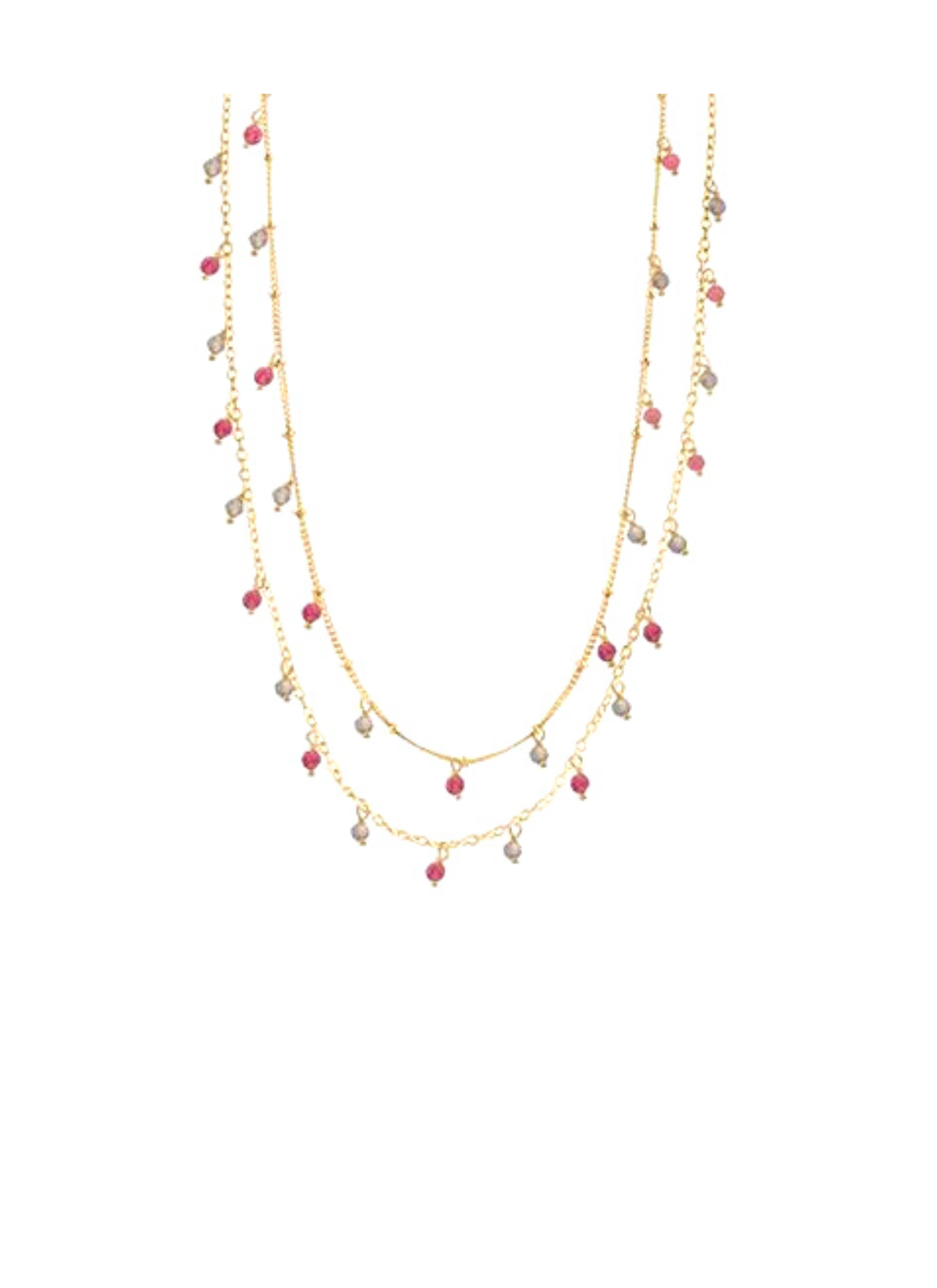 Sterling Silver Gold Plated Pink Tourmaline Necklace