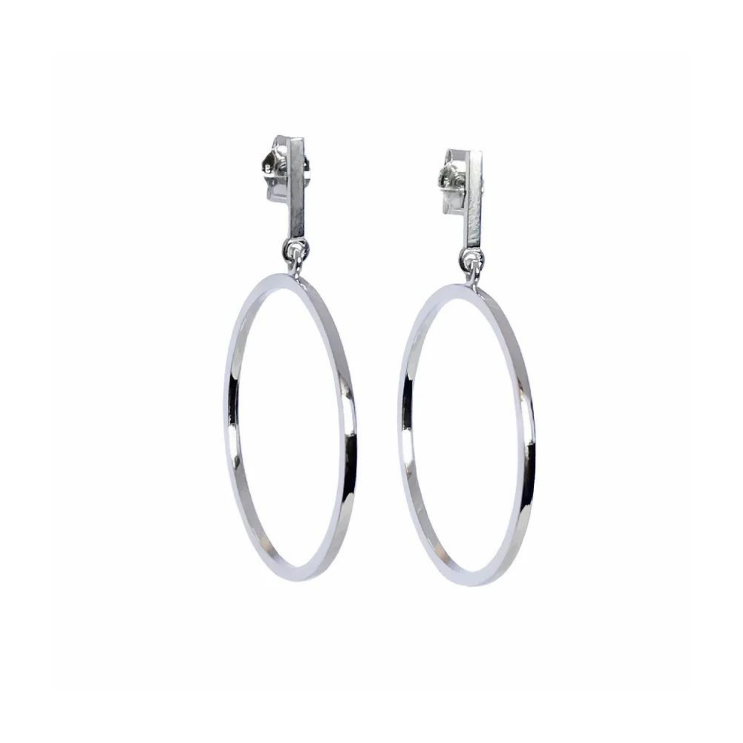 Sterling Silver Rhodium Plated Hoop Earrings