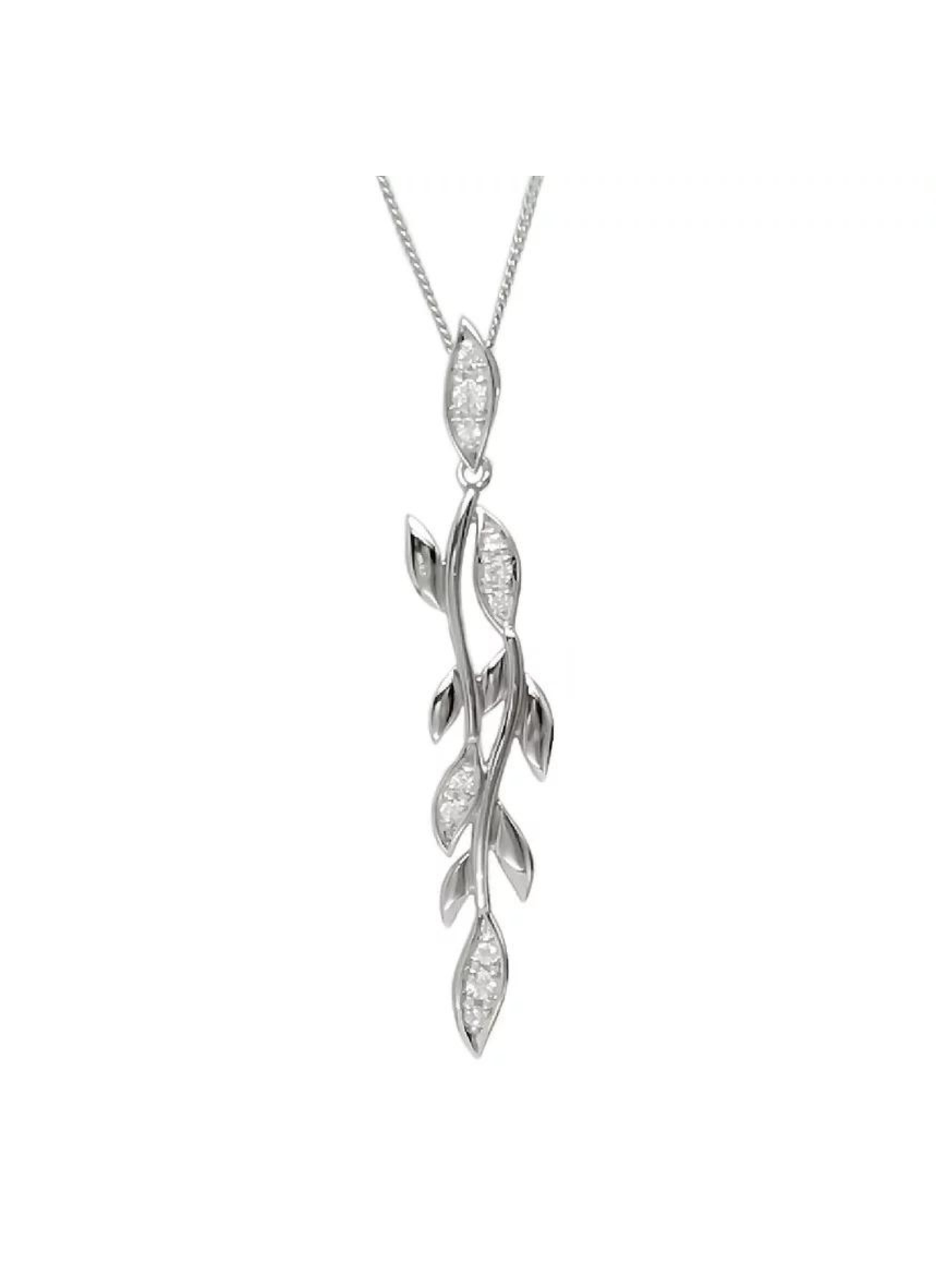 Sterling Silver White Sapphire Pendant and chain