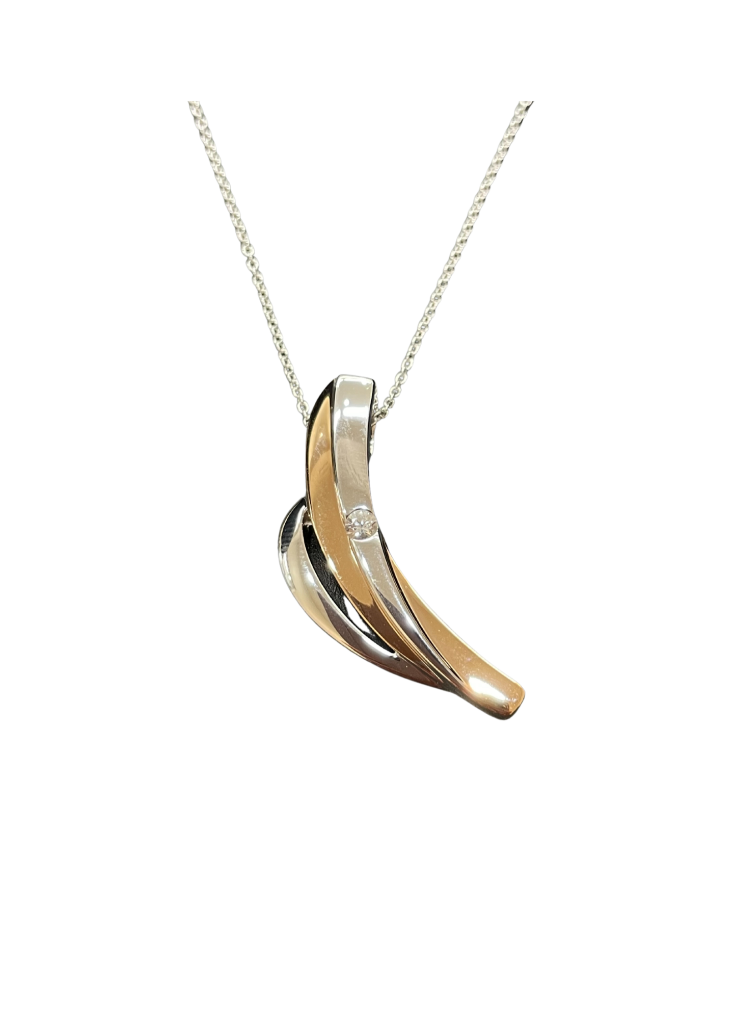 Sterling Silver Gold Plated White Sapphire Pendant and Chain