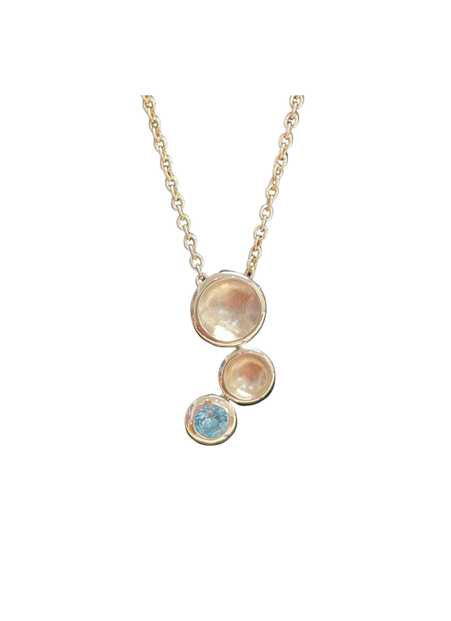 Sterling Silver Blue Topaz Circle Pendant and chain