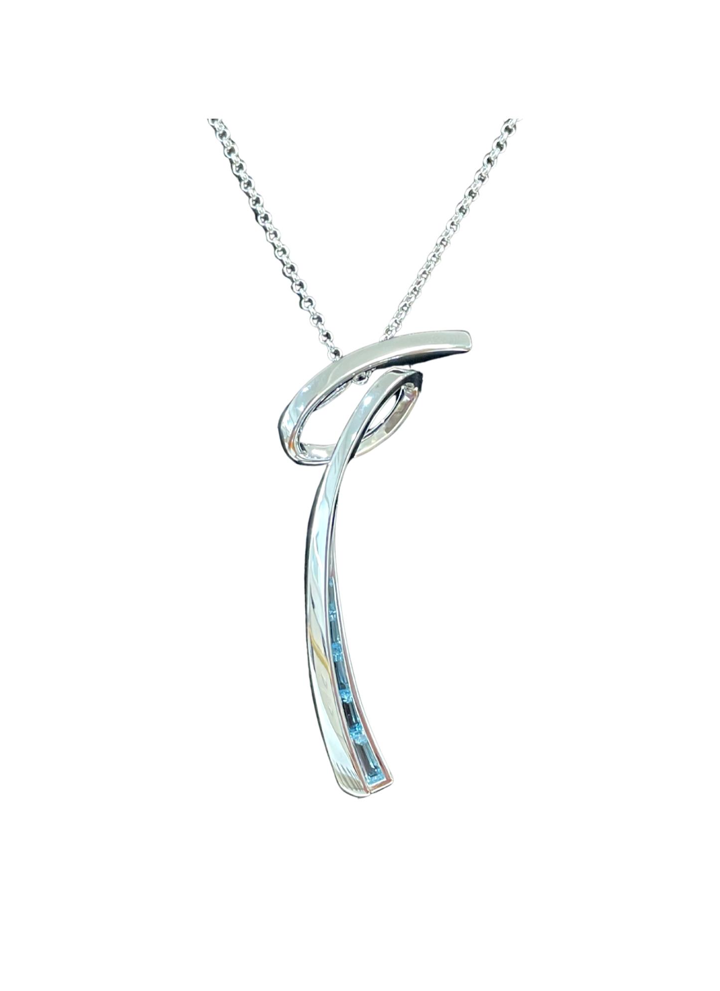 Sterling Silver Blue Topaz Pendant and chain