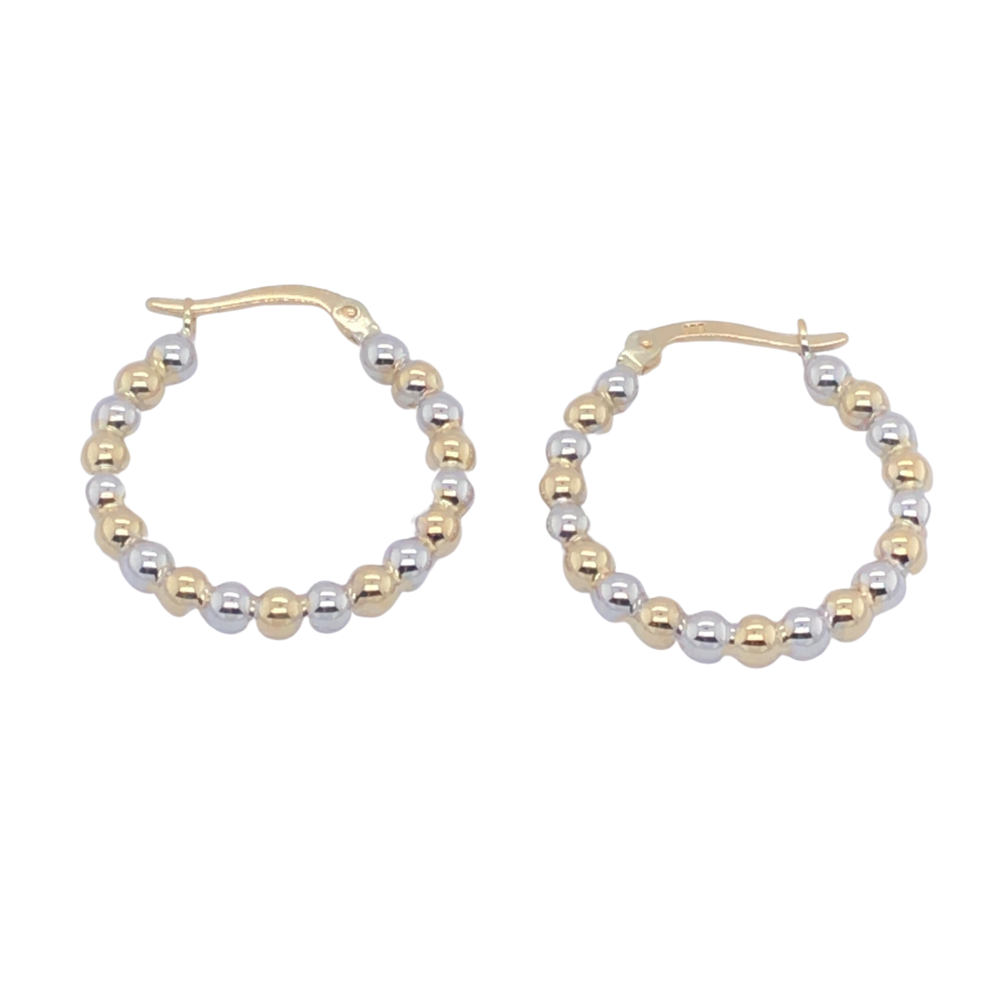 9ct Yellow and White Gold Ball Hoops