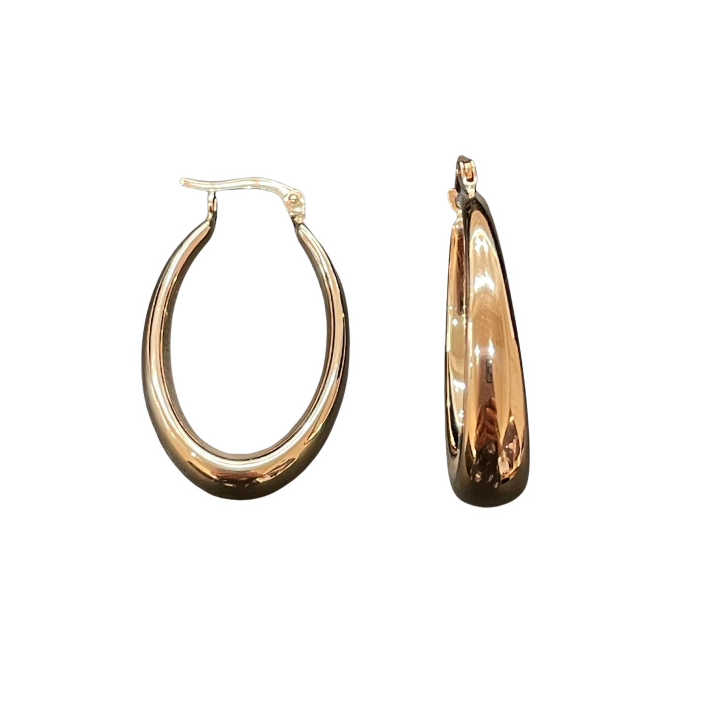 9ct Rose Gold Oval Hoops