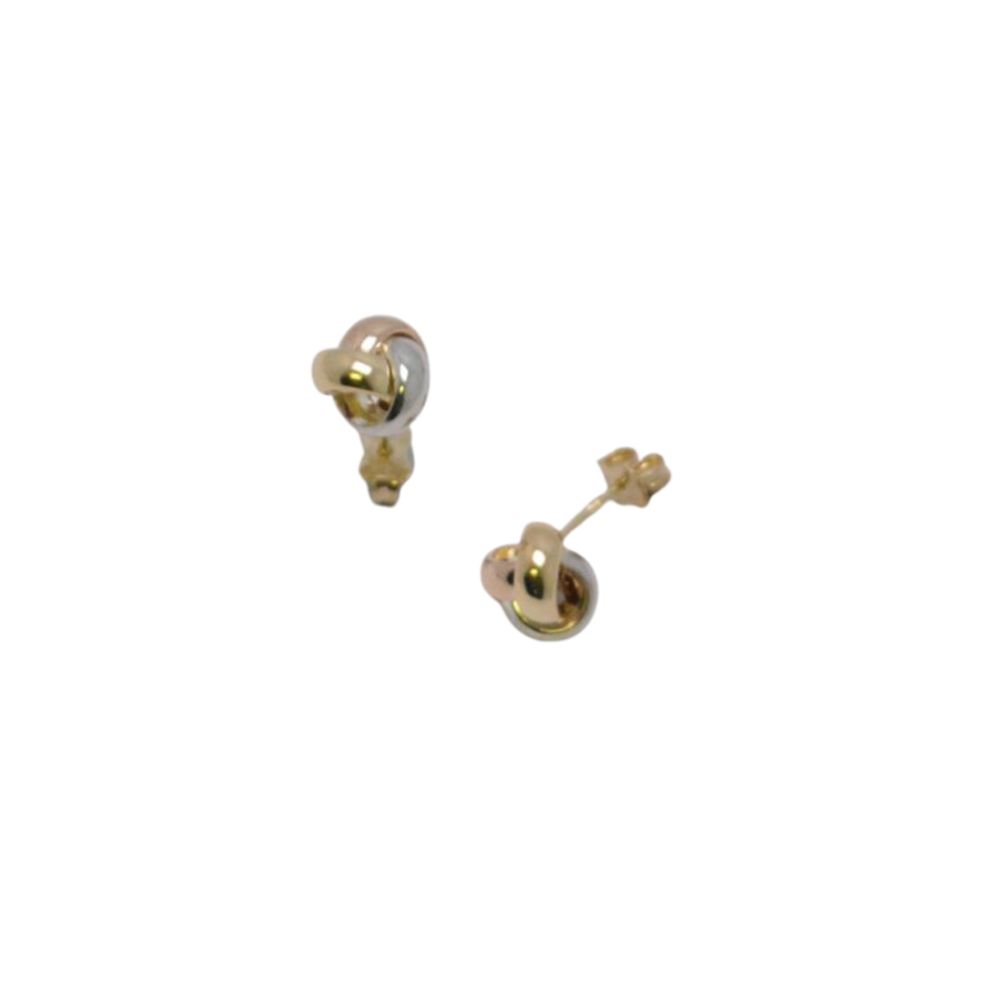 9ct White, Yellow and Rose Gold Knot Studs