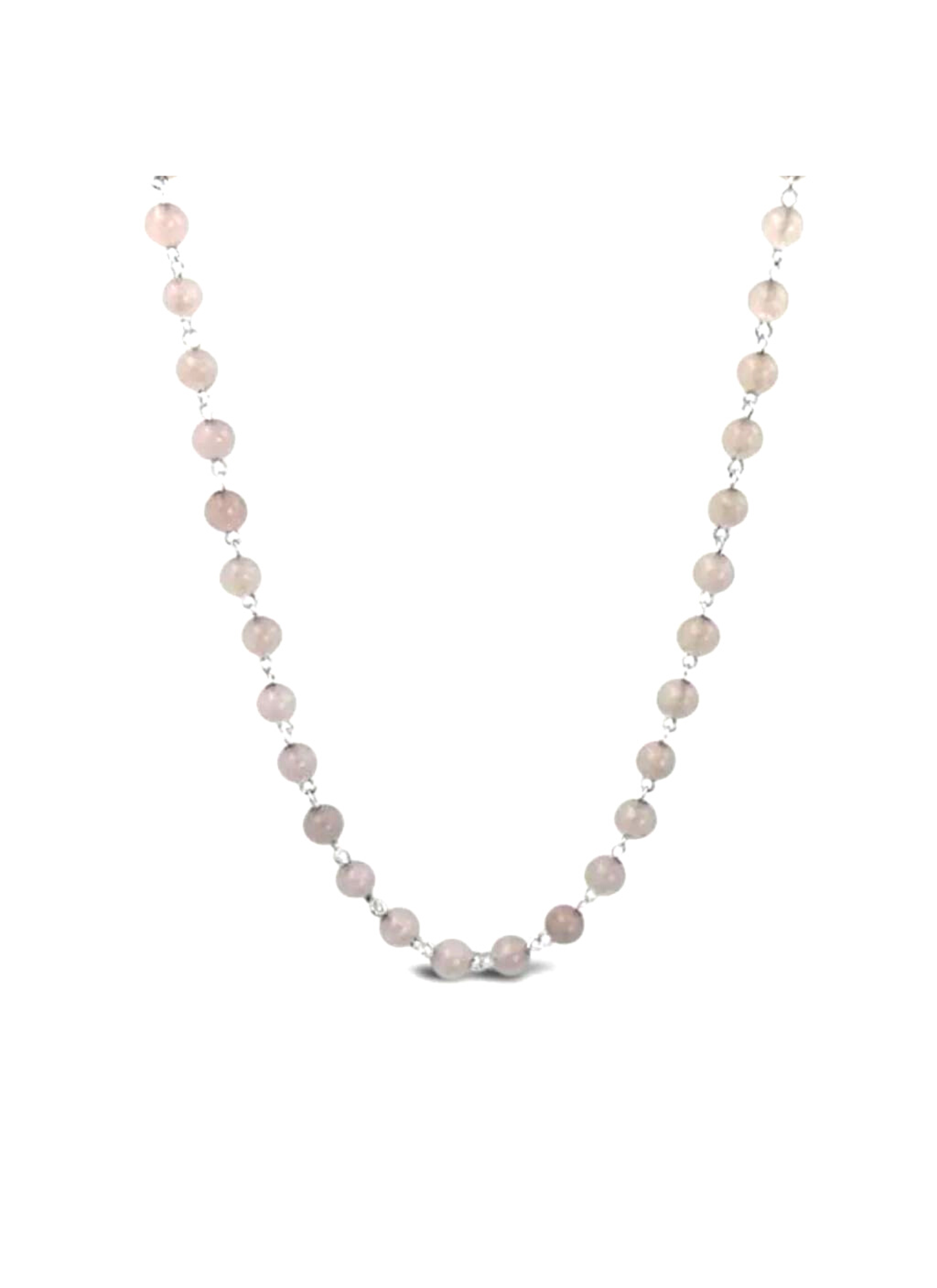 Sterling Silver Rose Quartz Necklace 80cm