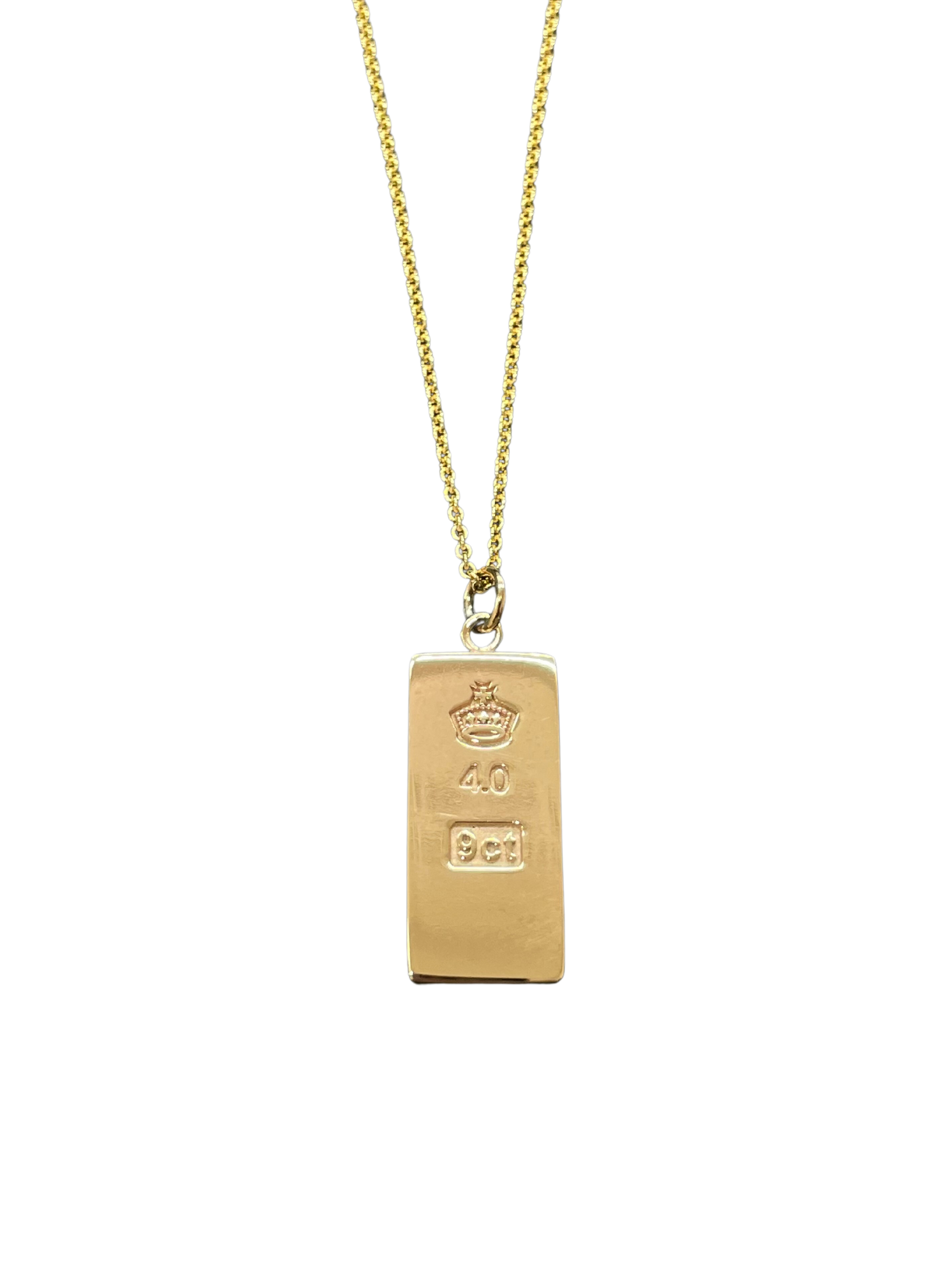 Mens gold ingot necklace sale