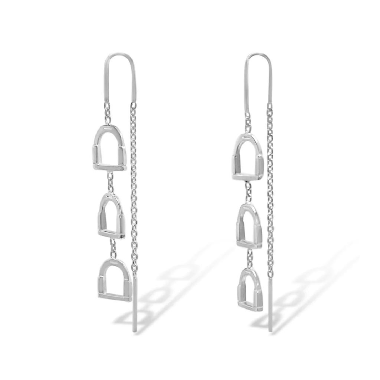 Sterling Silver Stirrup Thread Earrings