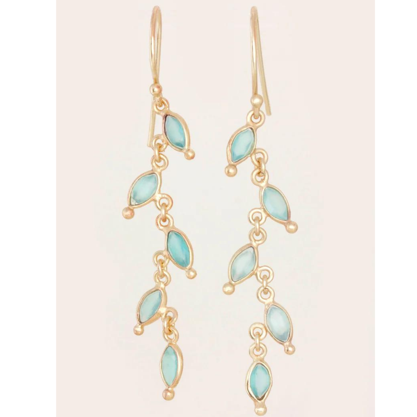 14ct Gold Vermeil Aqua Chalcedony Drop Earrings