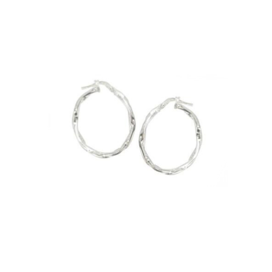 Sterling Silver Round Twist Hoop Earrings