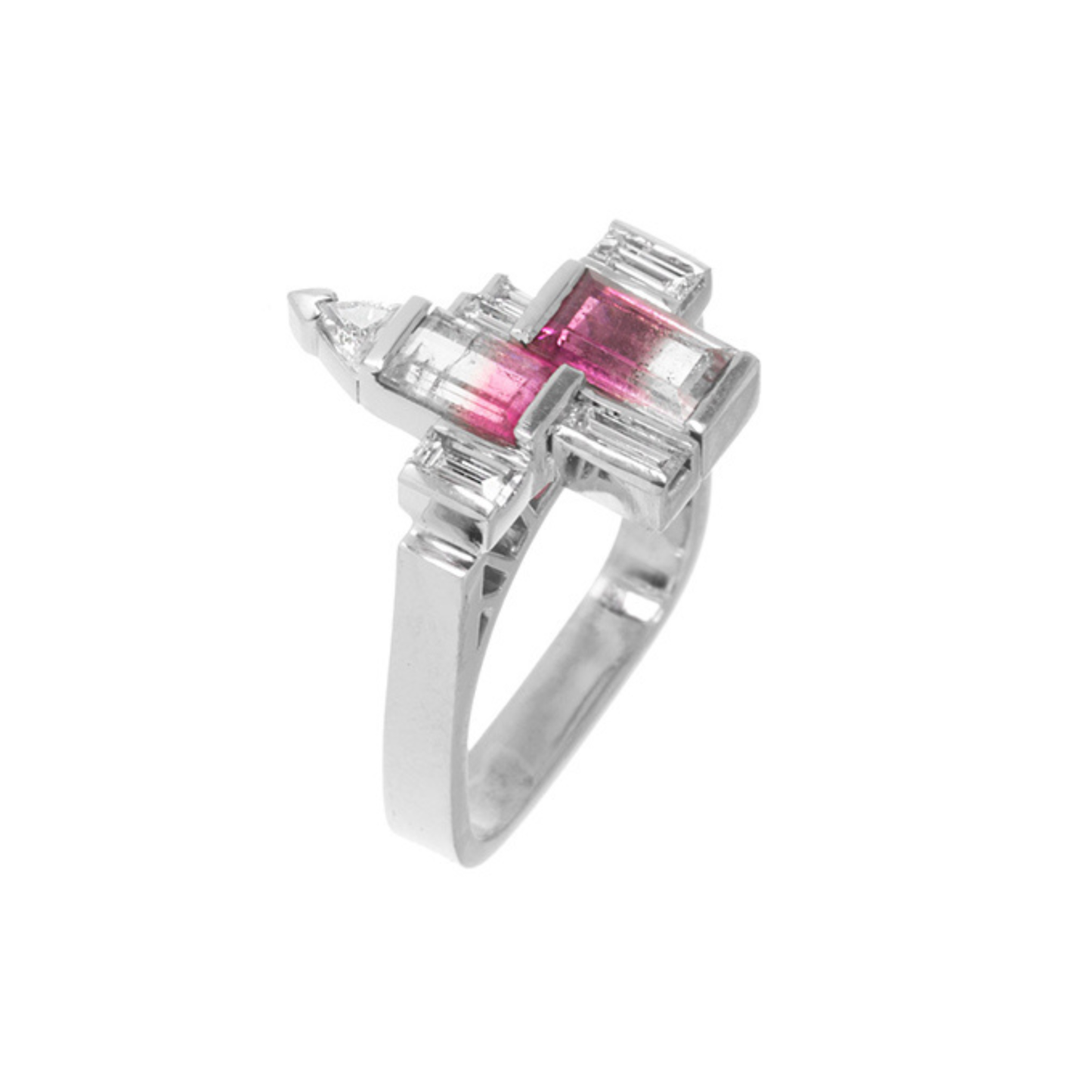 18ct White Gold Pink Tourmaline and Diamond Ring