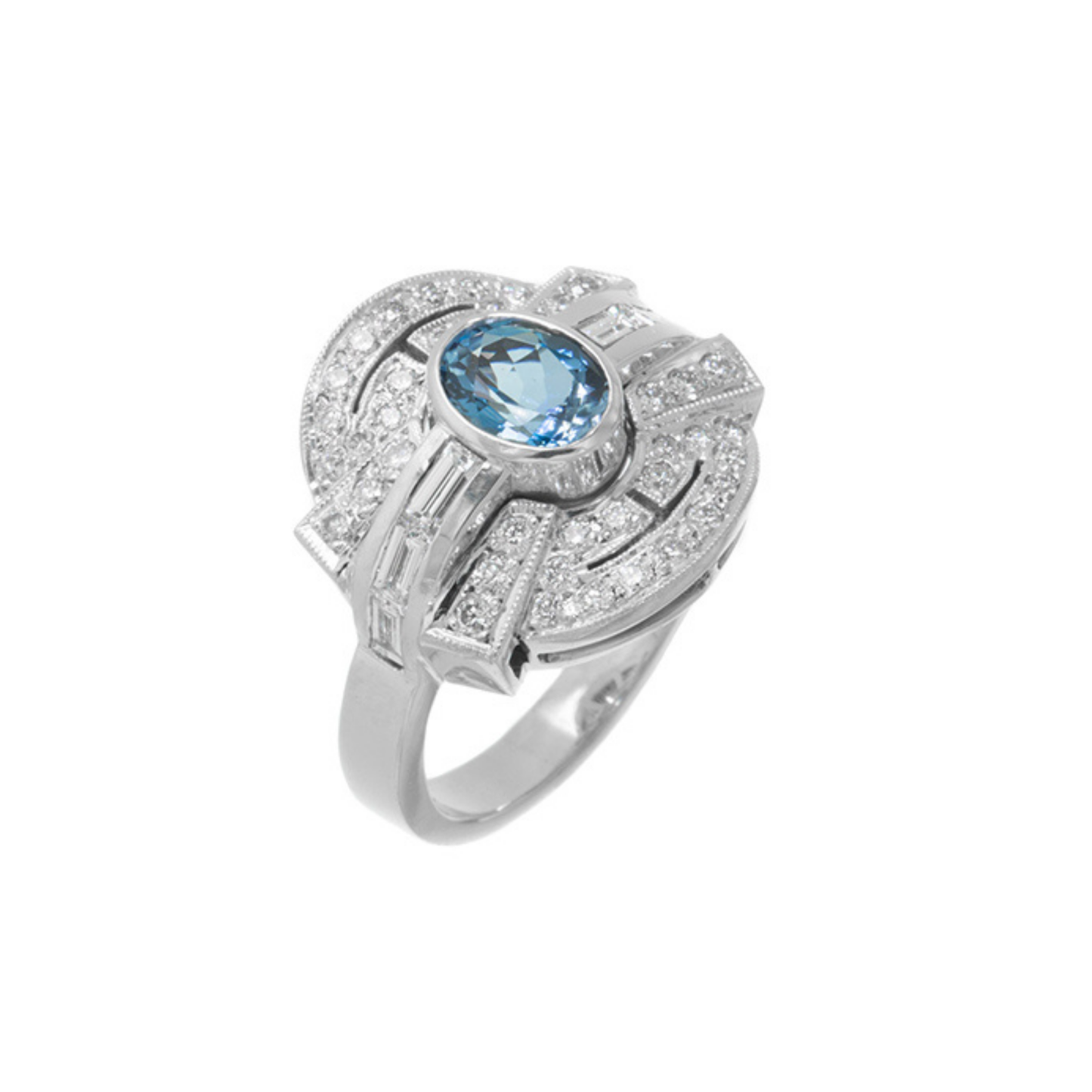 18ct White Gold Aquamarine and Diamond Ring