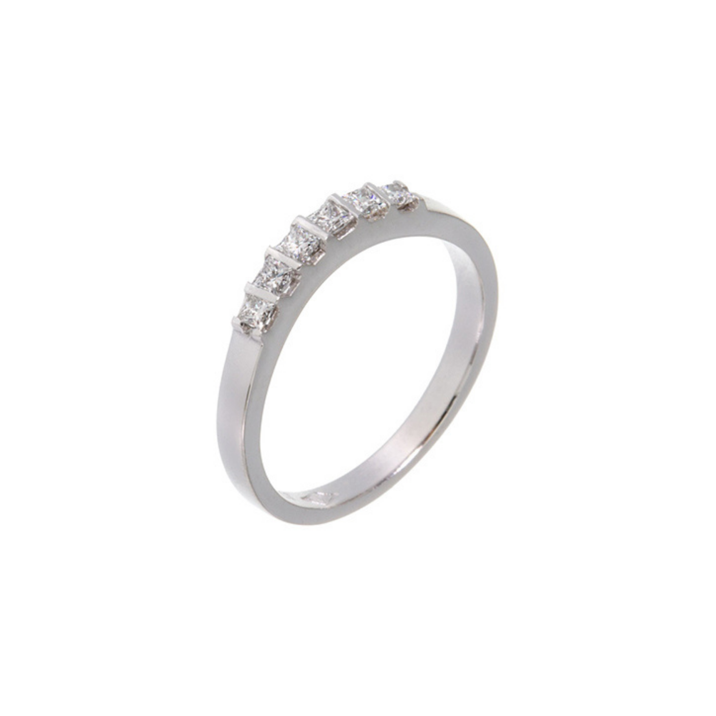18ct White Gold Curved 6 Princess Diamond Ring