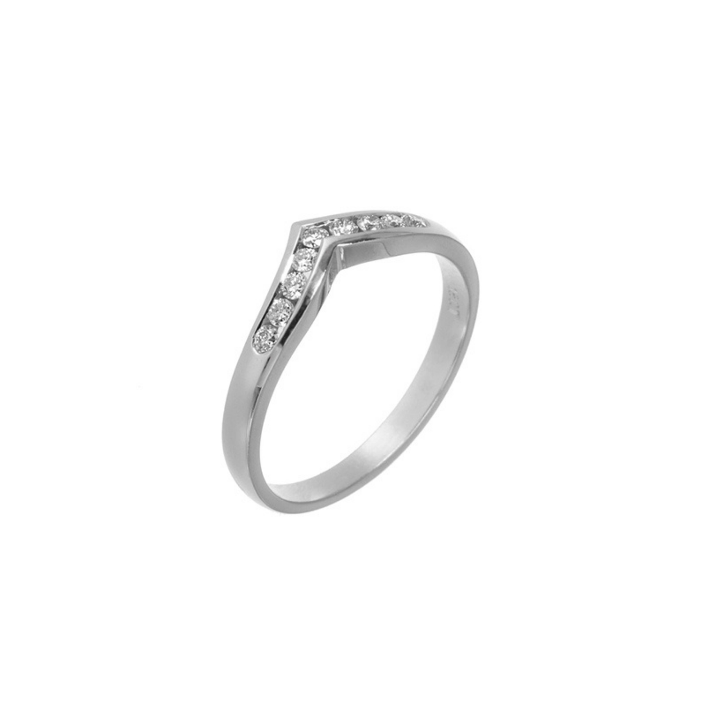 18ct White Gold V Shape Diamond Ring