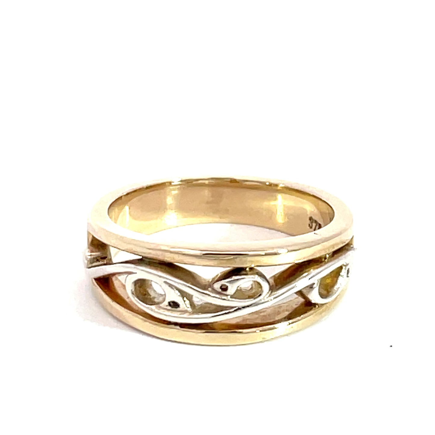 9ct Yellow and White Gold Leaves Ring