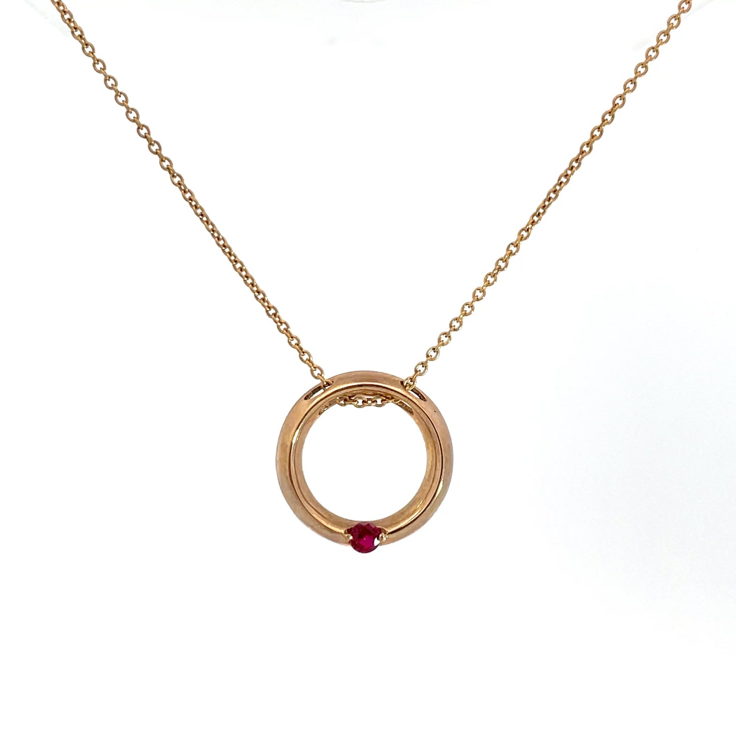 9ct Yellow Gold Ruby Circle Pendant