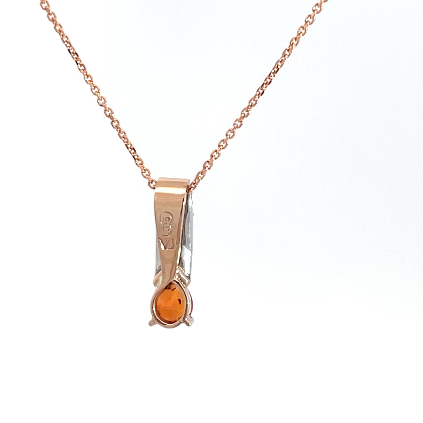 9ct Rose Gold Red Sapphire Diamond Pendant and Chain
