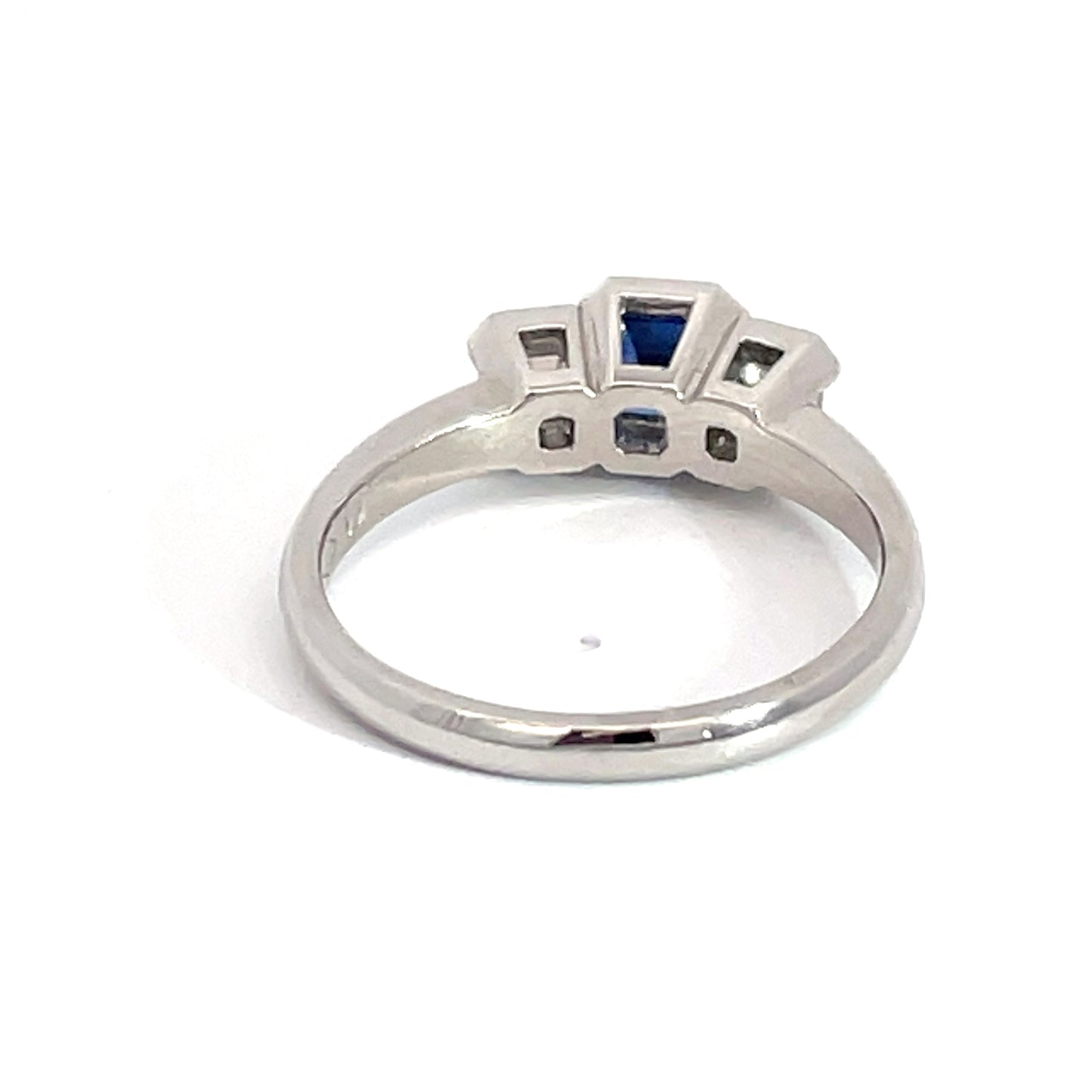 Platinum Sapphire and Diamond Asscher Ring