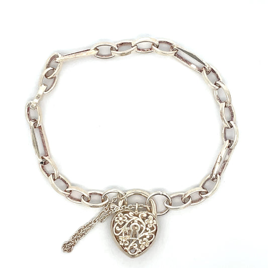Sterling Silver Figaro Square Link Belcher Bracelet